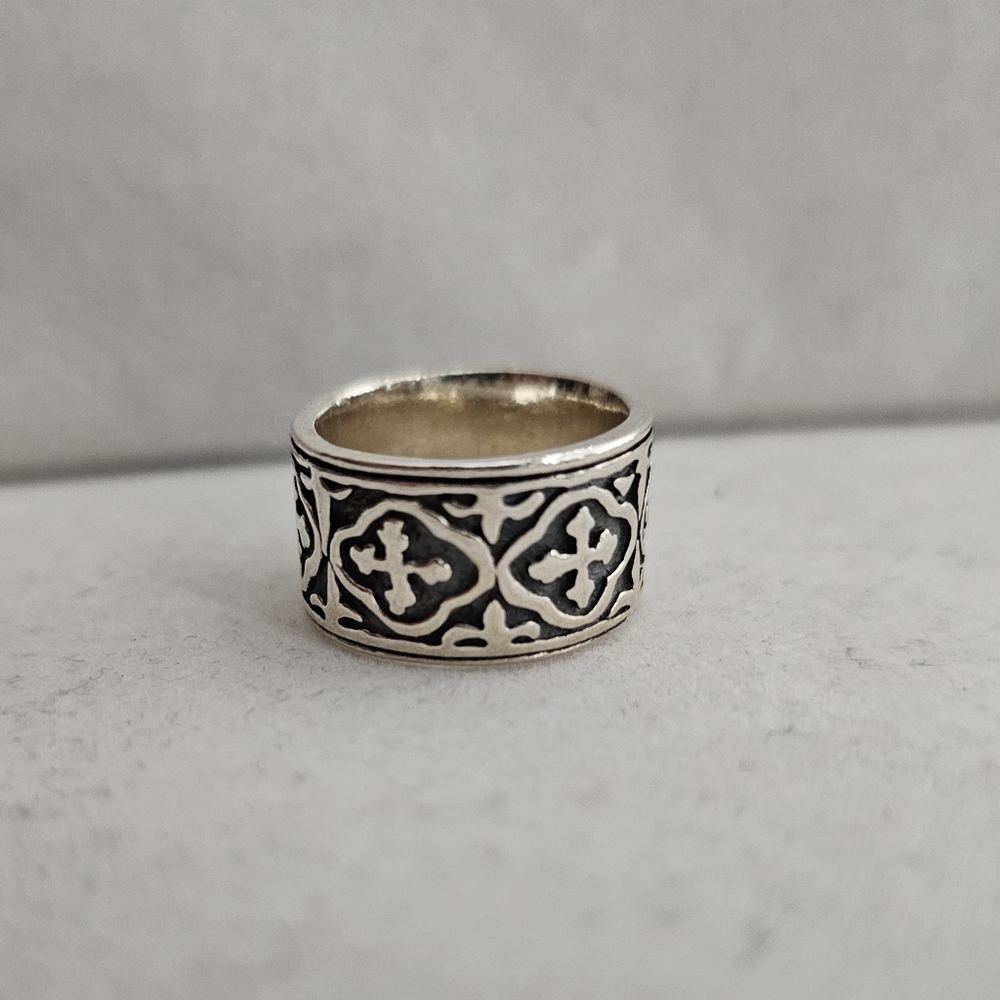 Gothic 925 Sterling Silver Medieval Crosses Ring Size 5.75-6 - Picture 3 of 14